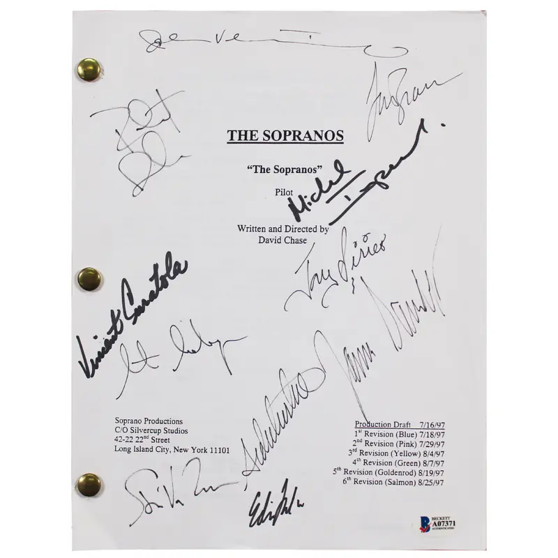 The Sopranos (11) Gandolfini, Falco, Imperioli +8 Signed Pilot Tv Script BAS LOA