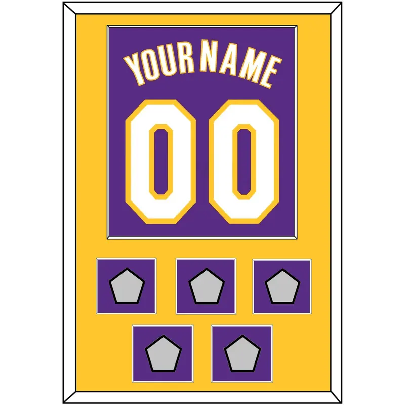 Los Angeles Name & Number With 5 Trophy Patches - Road Purple (1999-2004) - Single Mat 2