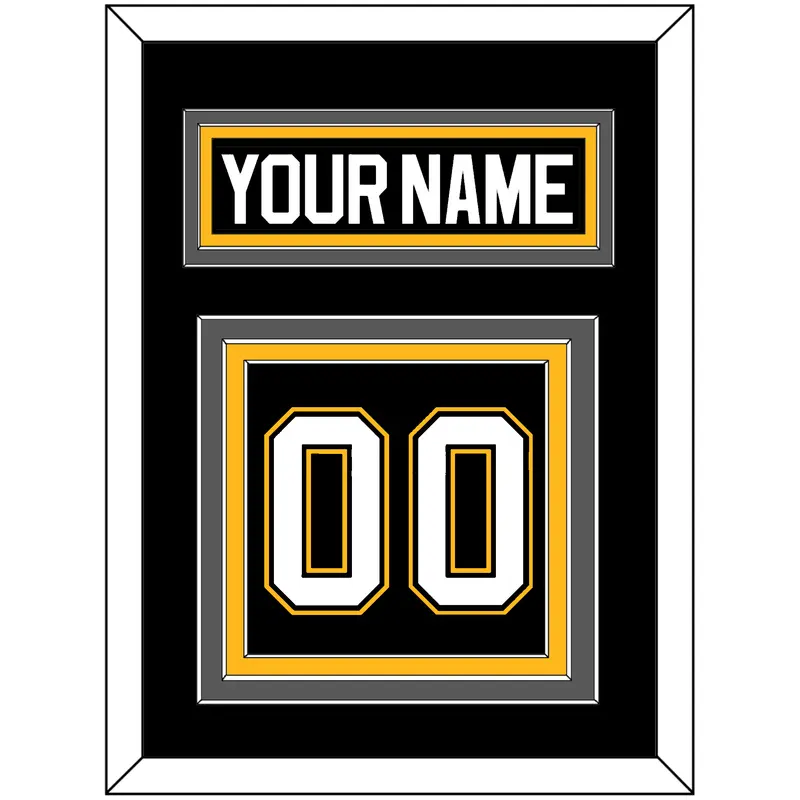 Pittsburgh Nameplate & Number (Back) - Road/Alternate Black (1995-2002) - Triple Mat 3