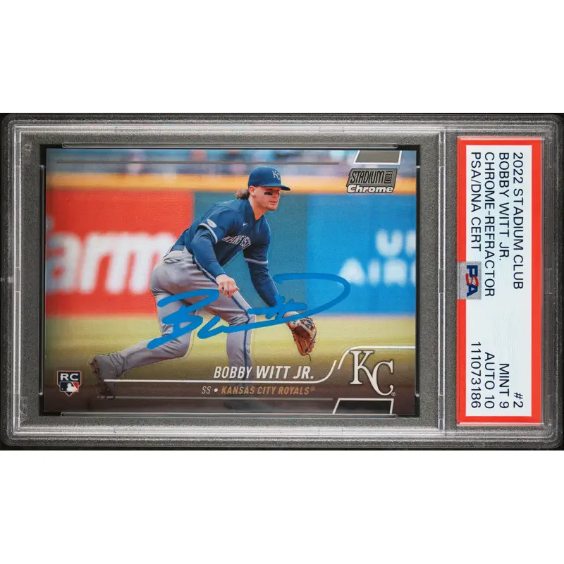 Bobby Witt Jr. Signed 2022 Stadium Club CR #2 RC Card 9 Auto 10! PSA/DNA Slabbed