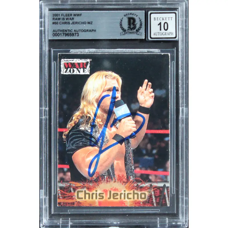 Chris Jericho Signed 2001 Fleer WWF Raw Is War Card Auto Graded 10! BAS Slabbed