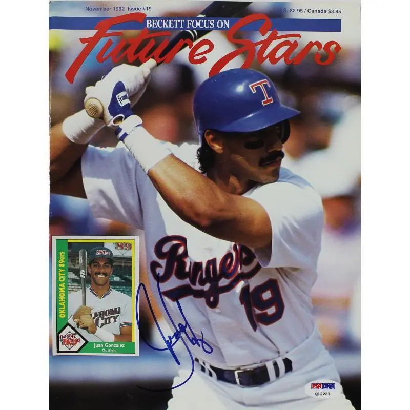 Rangers Juan Gonzalez Authentic Signed 1992 Beckett Magazine PSA/DNA #Q12223
