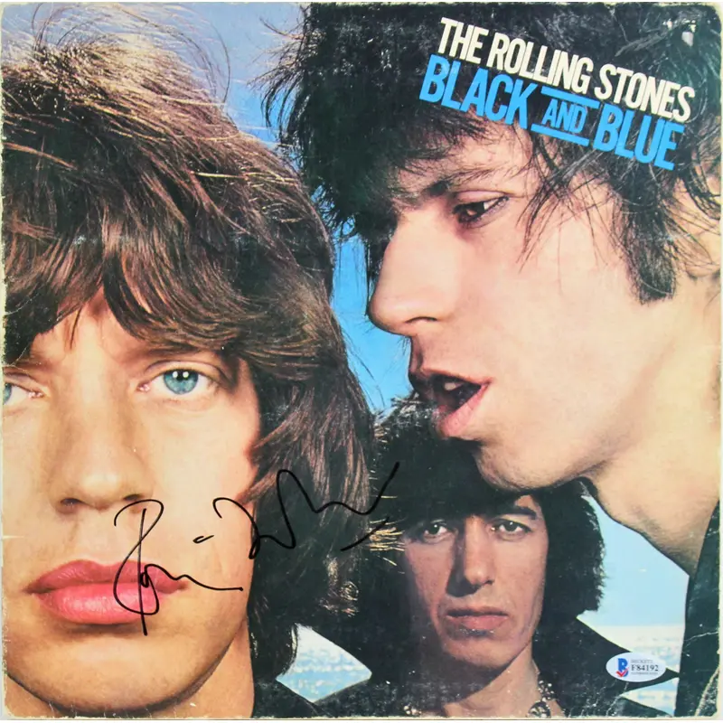 Ronnie Wood Rolling Stones Signed Black & Blue Album Cover W/ Vinyl BAS #F84192