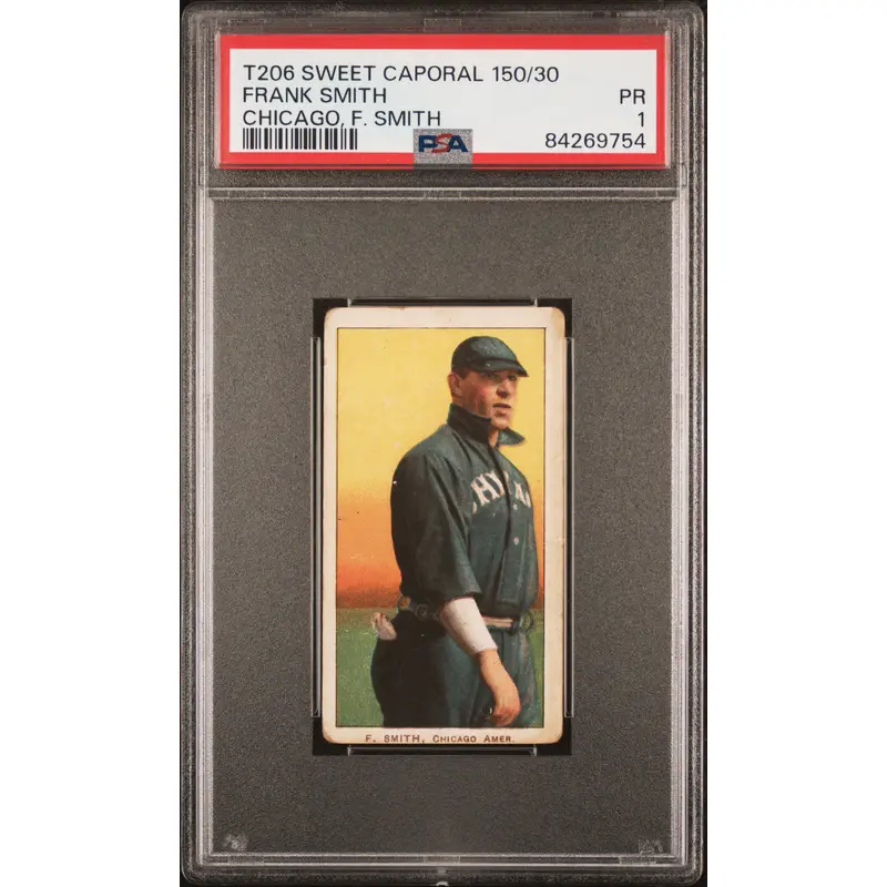 Frank Smith 1909-11 T206 Sweet Caporal 150/30 Chicago, PSA 1 Poor
