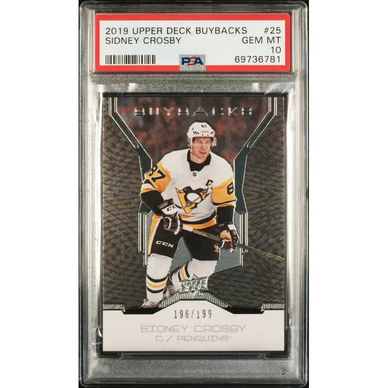 Sidney Crosby 2019 Upper Deck Buybacks #196/199 PSA 10 Gem Mint