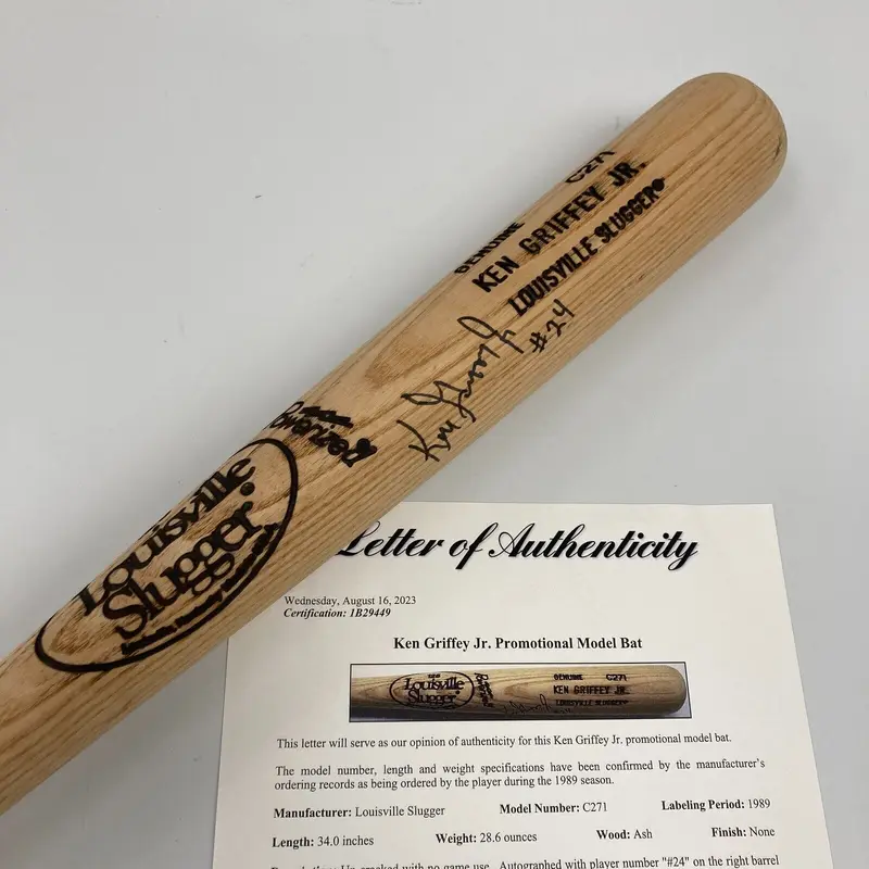 1989 Ken Griffey Jr. Rookie Signed Game Model Louisville Slugger Bat PSA DNA JSA