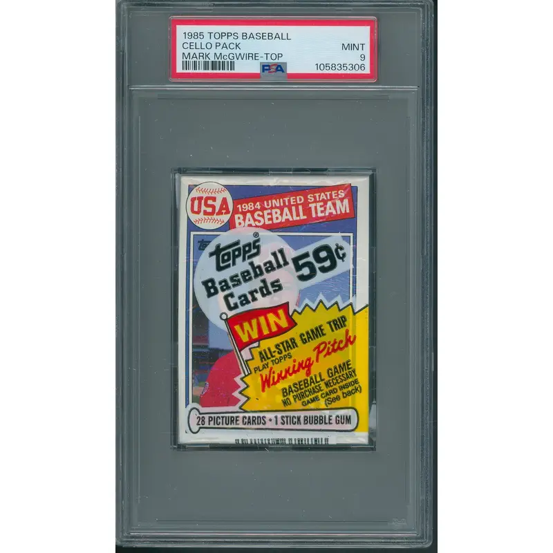 1985 Topps Baseball Unopened Cello Pack McGwire Top PSA 9 *5306