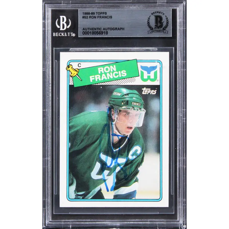 Whalers Ron Francis Authentic Signed 1988 Topps #52 Card BAS Slabbed