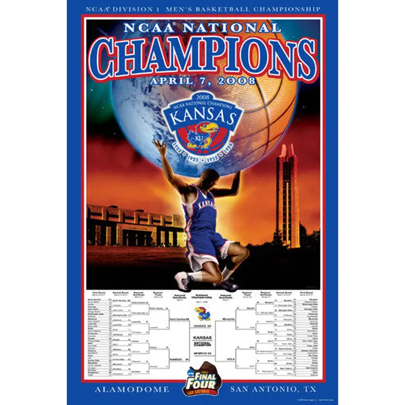 Kansas Jayhawks Men's Basketball 2008 National Champions Poster - Action Images