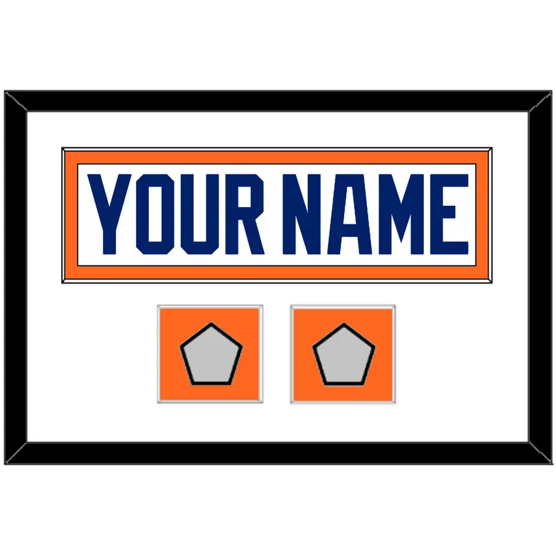 Edmonton Nameplate & 2 Stanley Cup Champions Patches - Home White (1981-1994) - Single Mat 1