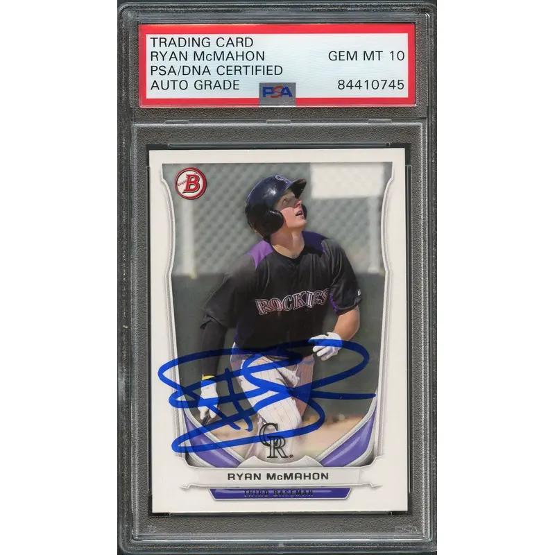 2014 Bowman Draft #60 Ryan McMahon Signed Card PSA Slabbed Auto 10 Rockies