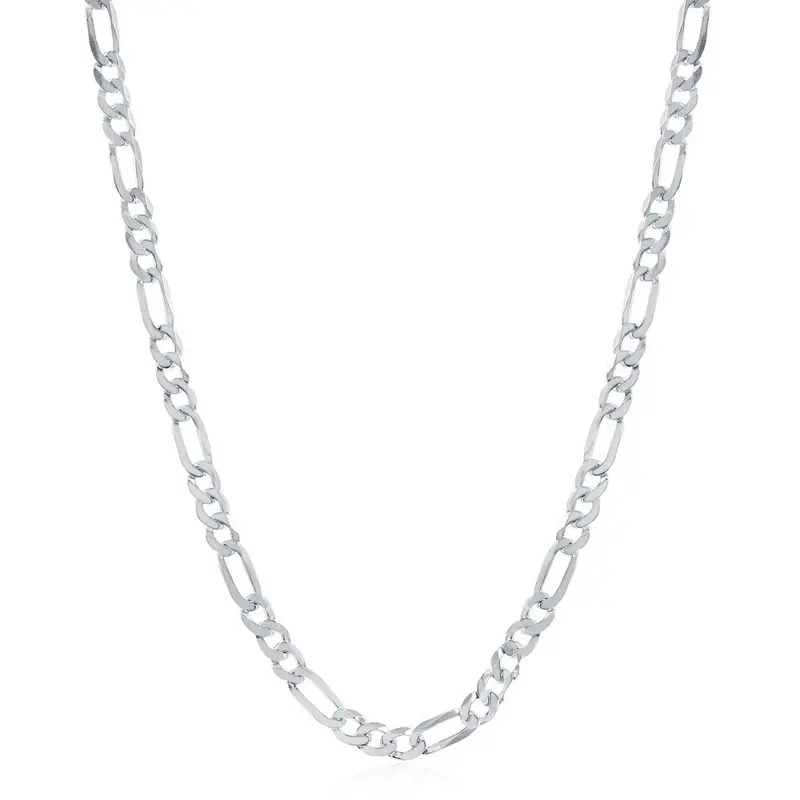 Sterling Silver 4.2mm Figaro Chain - Rhodium Plated