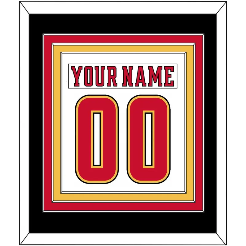 Calgary Nameplate & Number (Back) Combined - Road White (2017-2020) - Triple Mat 3