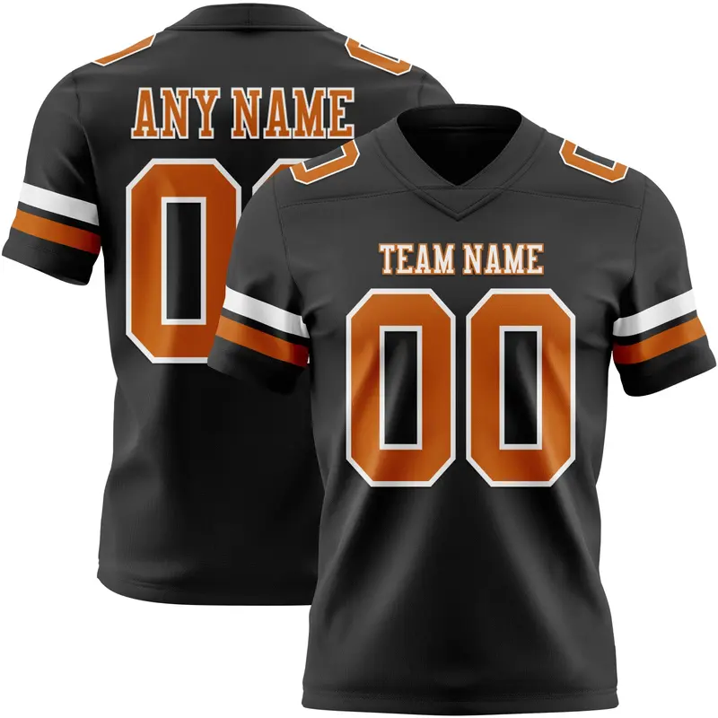 Custom Black Texas Orange-White Mesh Authentic Football Jersey