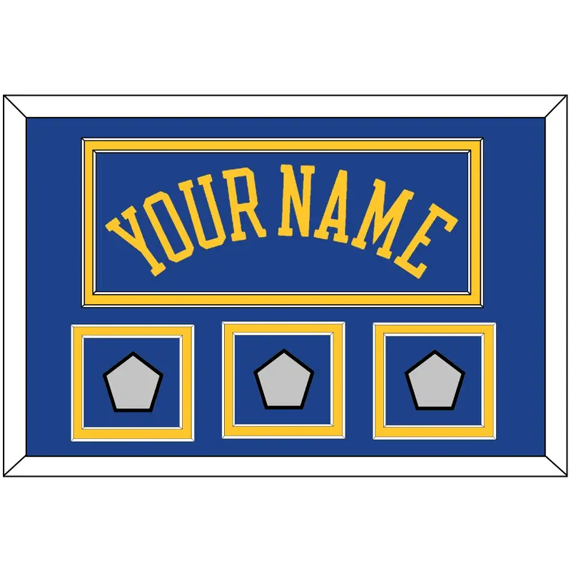 Golden State Name & 3 Finals Patches - Road Blue (2010-2019) - Double Mat 2