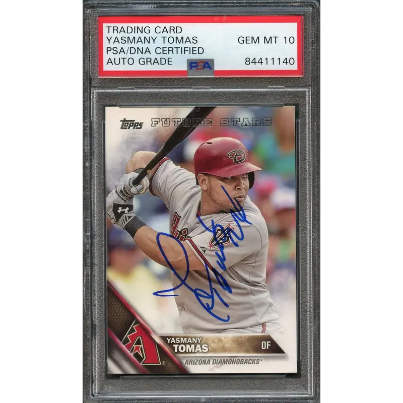2016 Topps #186 Yasmany Tomas Signed Card PSA Slabbed Auto Grade 10 Dbacks