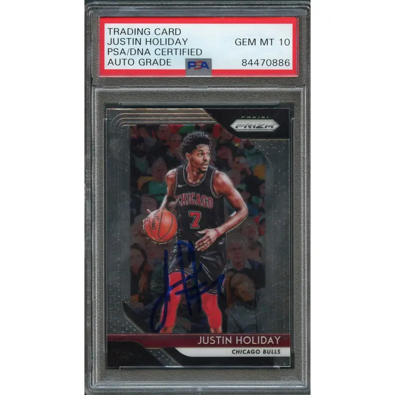 2018-19 Panini Prizm #150 JUSTIN HOLIDAY Signed Card AUTO 10 PSA Slabbed Bulls