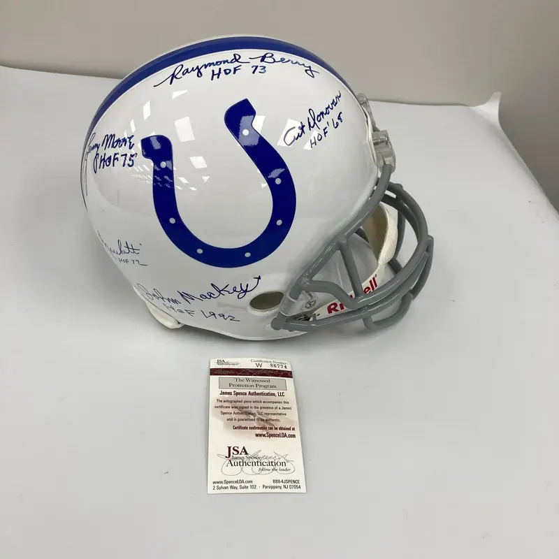 Art Donovan Lenny Moore Raymond Berry Mackey Signed Colts Full Size Helmet JSA