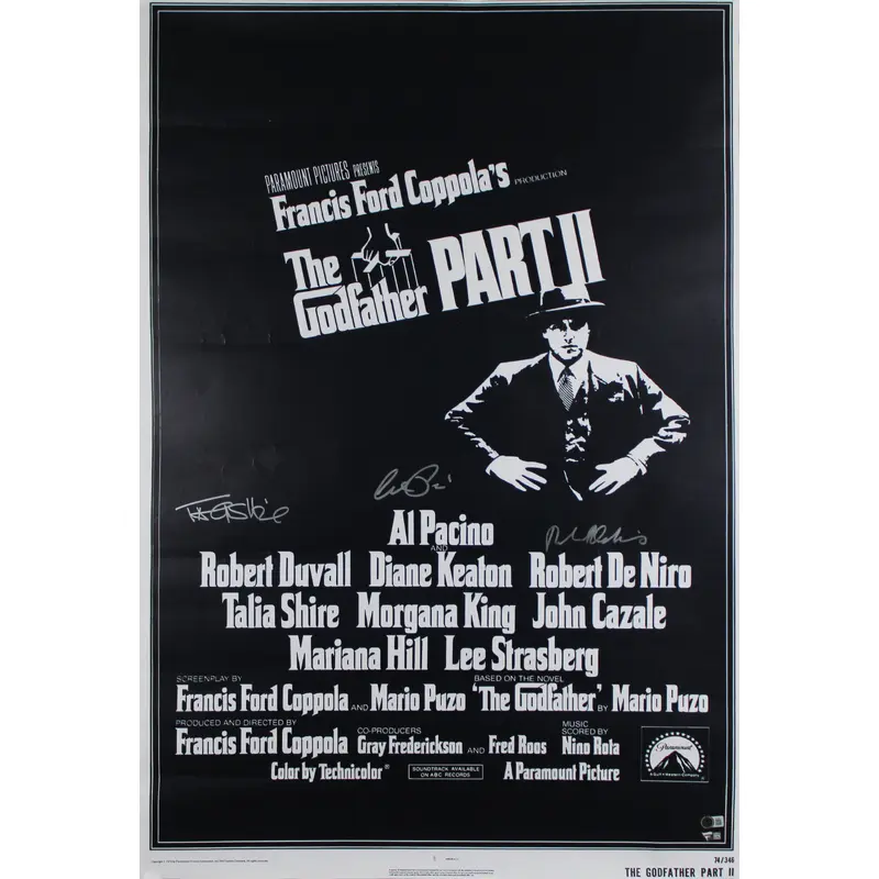 Al Pacino, Robert DeNiro & Talia Shire The Godfather Signed 27x40 Poster BAS LOA