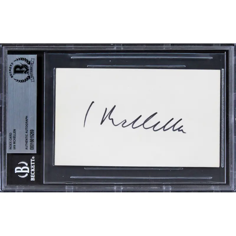 Ian McKellen Lord of the Rings Authentic Signed 3x5 Index Card BAS Slabbed 2