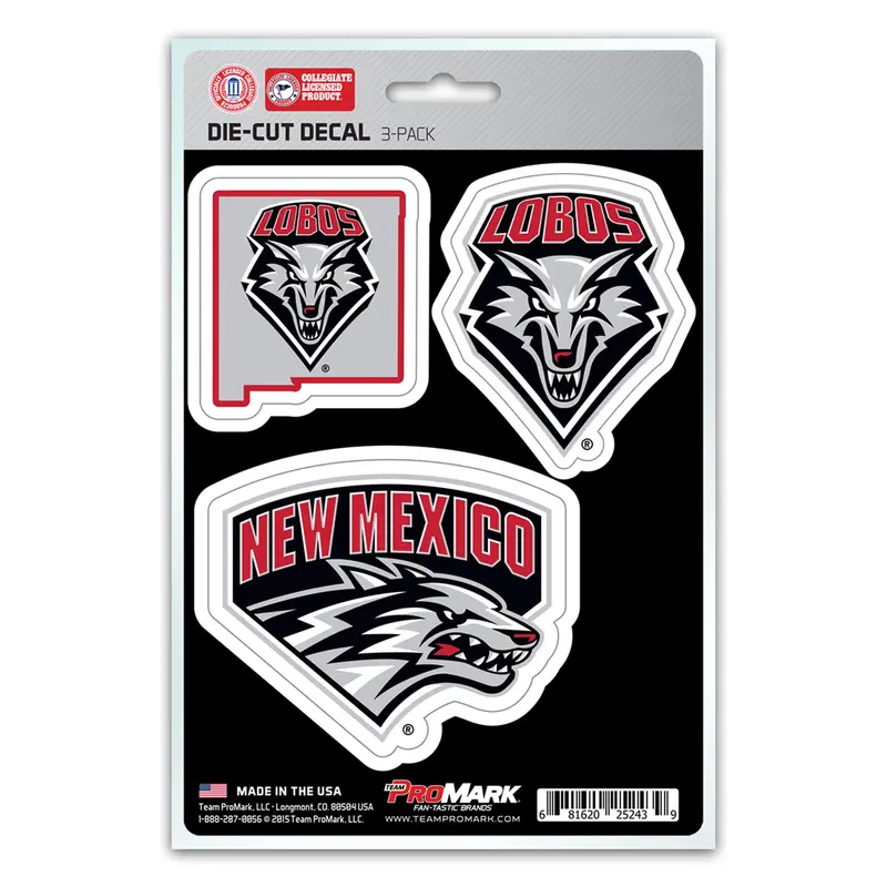 University of New Mexico Decal 3-pk