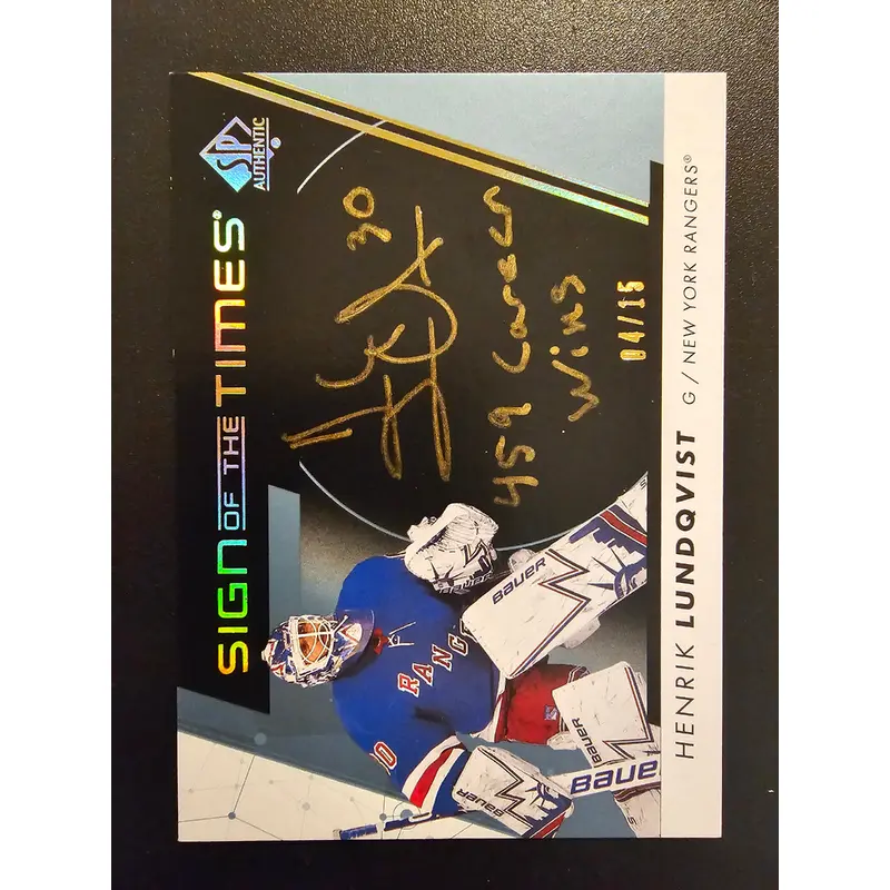 2022-23 Upper Deck SP Authentic - Sign of the Times - Black Henrik Lundqvist #SOTT-LU /15