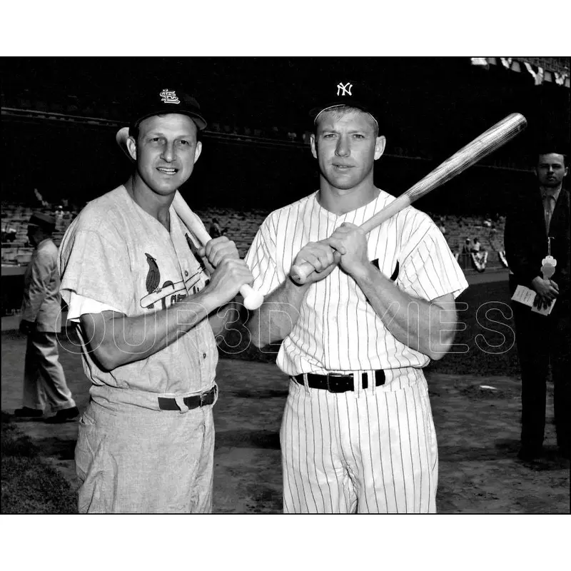 Mickey Mantle Stan Musial 8X10 Photo - Yankees Cardinals - 11919