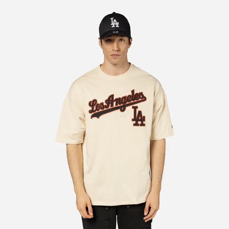 New Era - MLB RIB Infill OS T-Shirt  - Los Angeles Dodgers - Light Beige