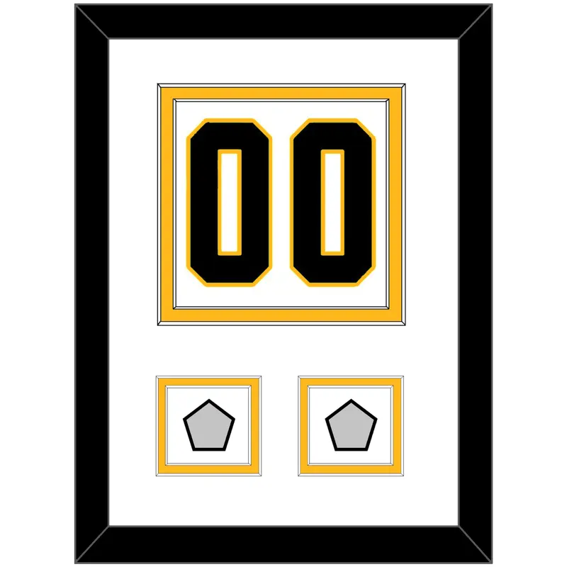Pittsburgh Number (Back) & 2 Stanley Cup Finals Patches - Road White - Double Mat 1