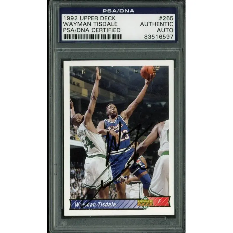 Kings Wayman Tisdale Signed Card 1992 Upper Deck 265 Signed In Black PSA Slabbed
