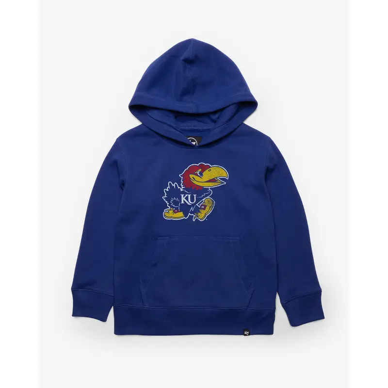 KANSAS JAYHAWKS DISTRESSED IMPRINT '47 HEADLINE HOOD KIDS