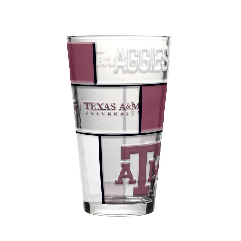 Texas A&M 16oz Quilted Stained Pint Glass