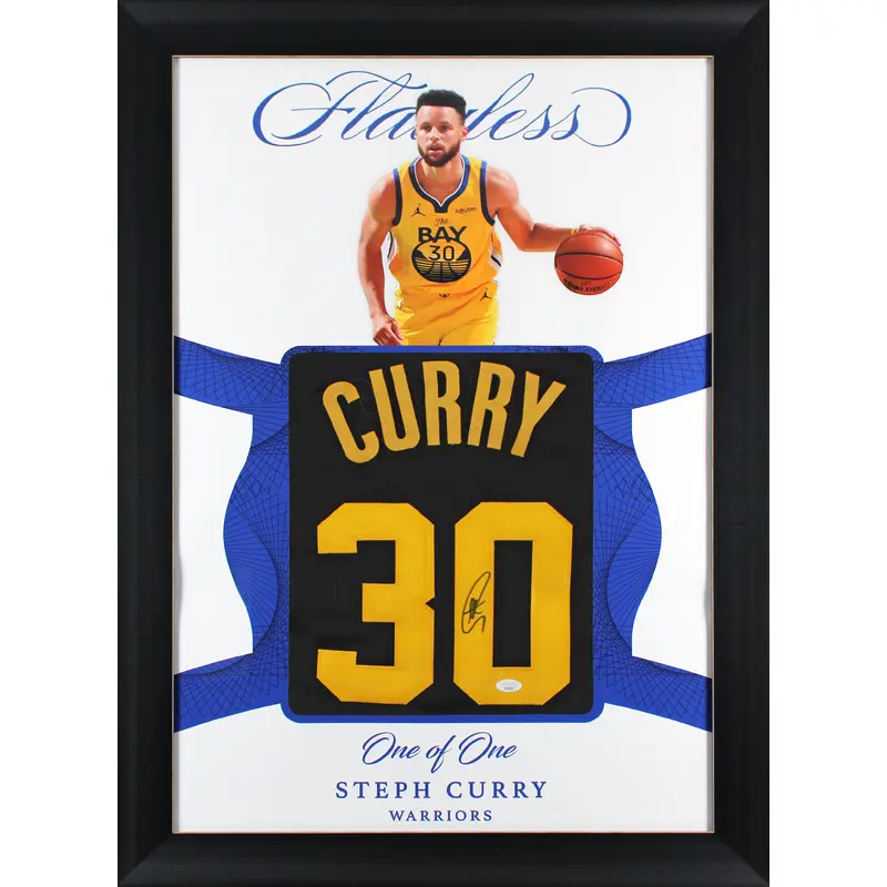 Warriors Stephen Curry Authentic Signed One of One Jersey Framed Display JSA 6