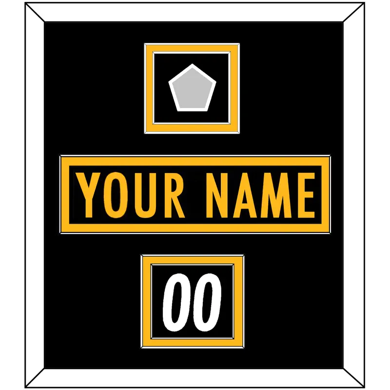 Pittsburgh Nameplate, Number (Shoulder) & Super Bowl Jersey Patch - Home Black - Double Mat 2