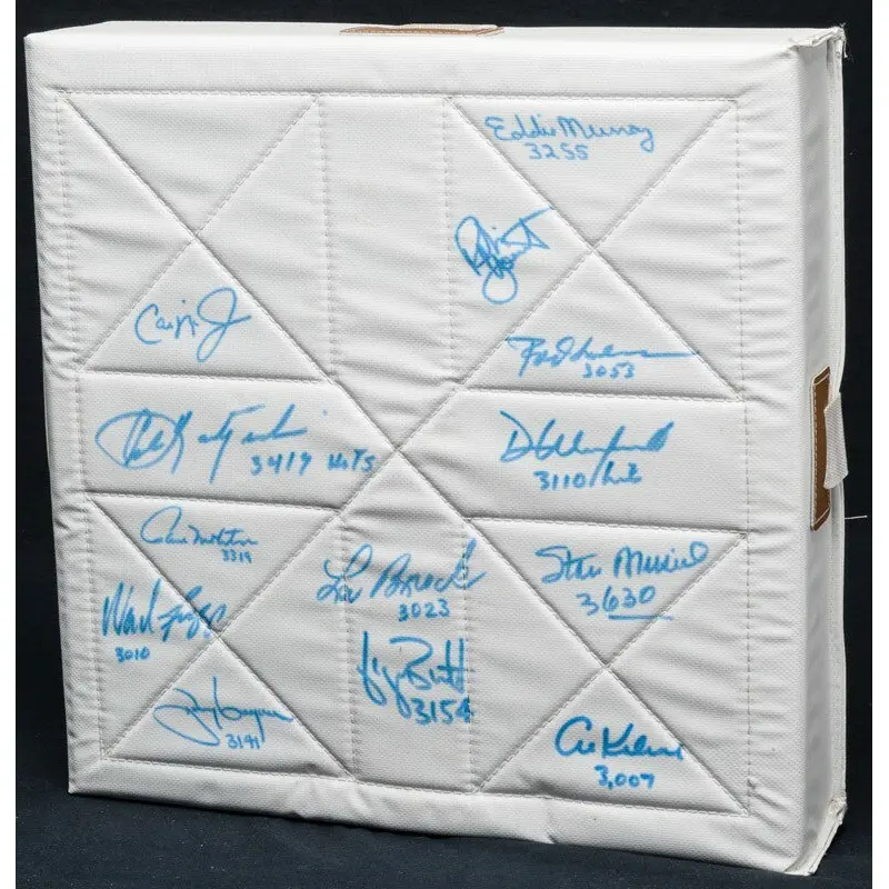 Beautiful 3,000 Hit Club Multi Signed Base 13 Sigs With Inscriptions PSA DNA COA