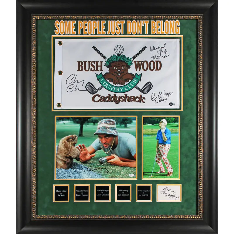 Caddyshack (5) Chase, Dangerfield, Murray, Morgan +1 Signed Framed Display BAS