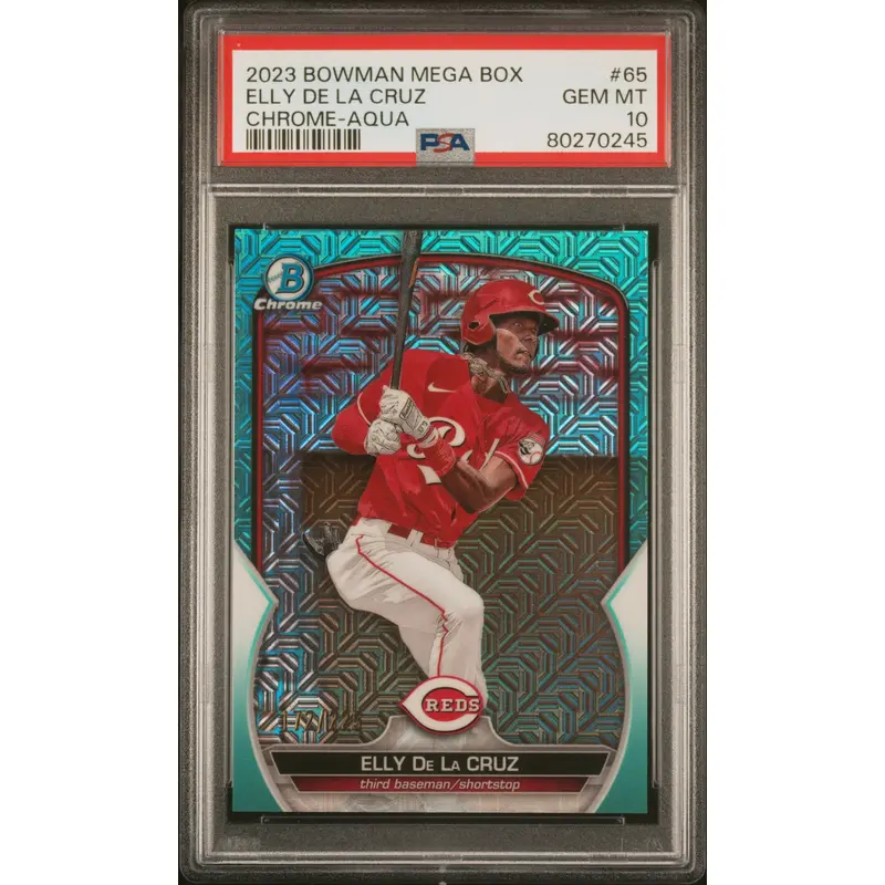 Elly de la Cruz 2023 Bowman Mega Box Aqua #172/225 PSA 10 Gem Mint