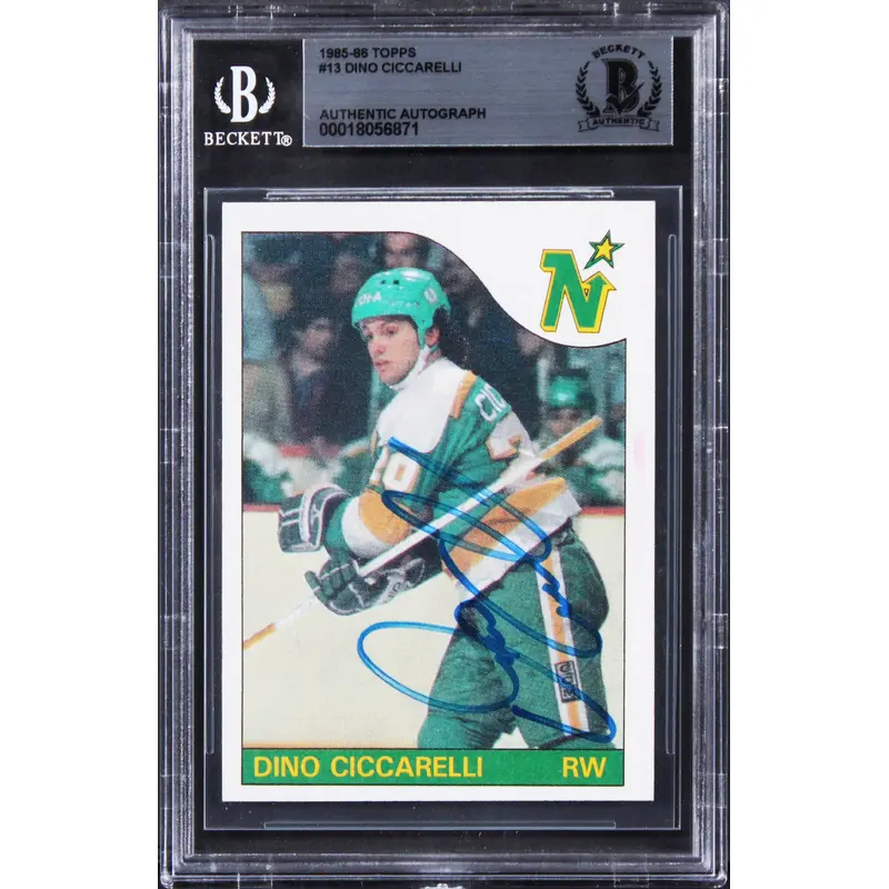 North Stars Dino Ciccarelli Authentic Signed 1985 Topps #13 Card BAS Slabbed 2