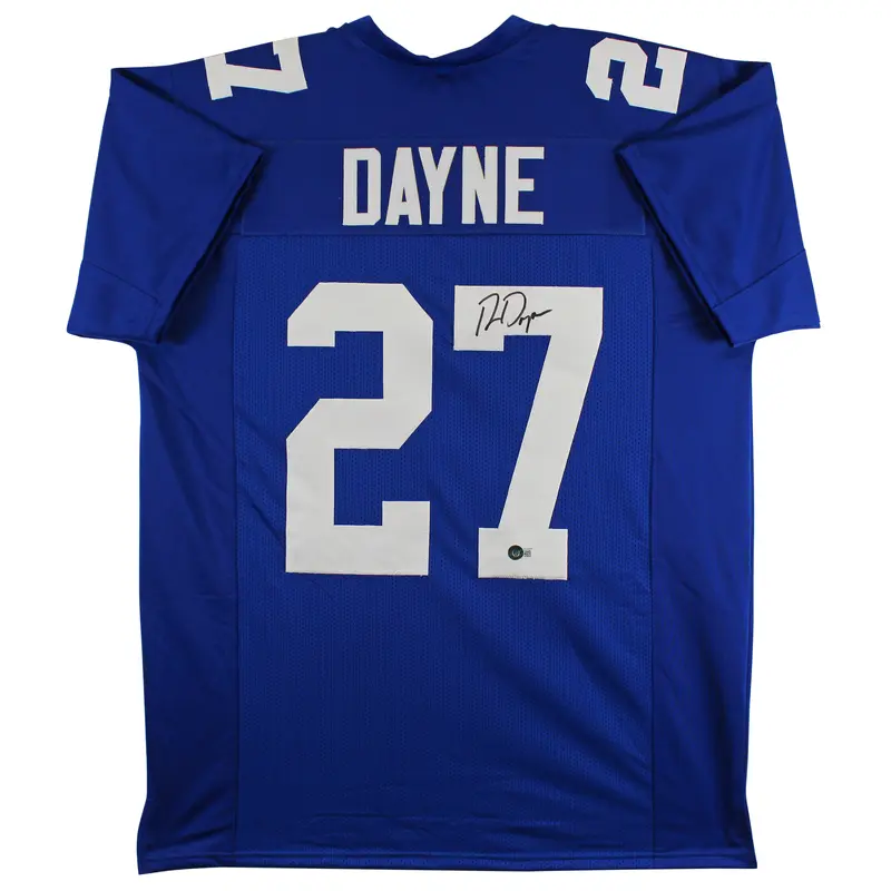 Ron Dayne Authentic Signed Blue Pro Style Jersey Autographed BAS Witnessed