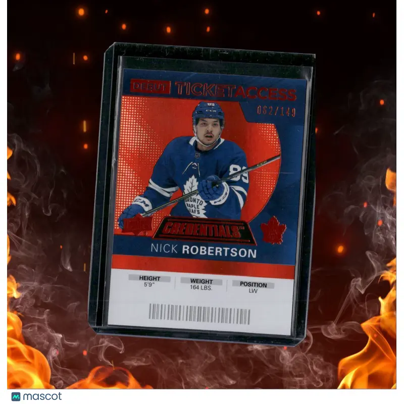 2020-21 Upper Deck Credential Nick Robertson Debut Ticket Orange Rookie 062/149