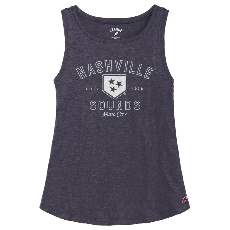 Nashville Sounds League Women's Heather Navy Tri-flex Trapeze Tank