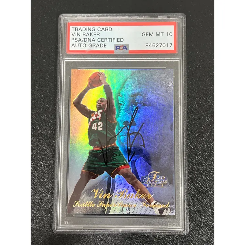 1998 Fleer Flair Showcase Vin Baker Signed Card PSA/DNA Slabbed Seattle Super Sonics