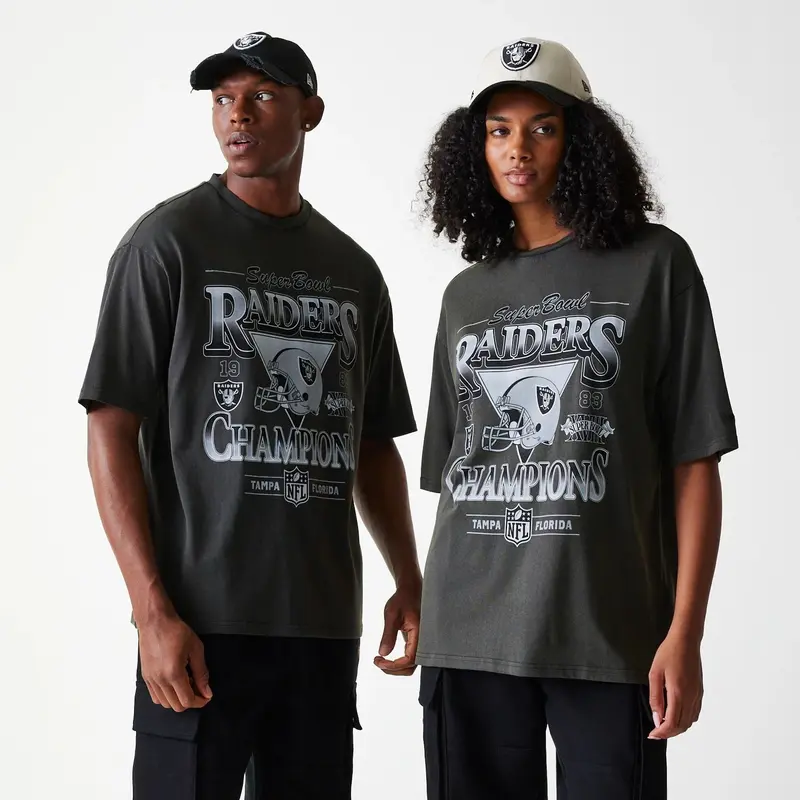 Las Vegas Raiders NFL Washed Super Bowl Grey Oversized T-Shirt