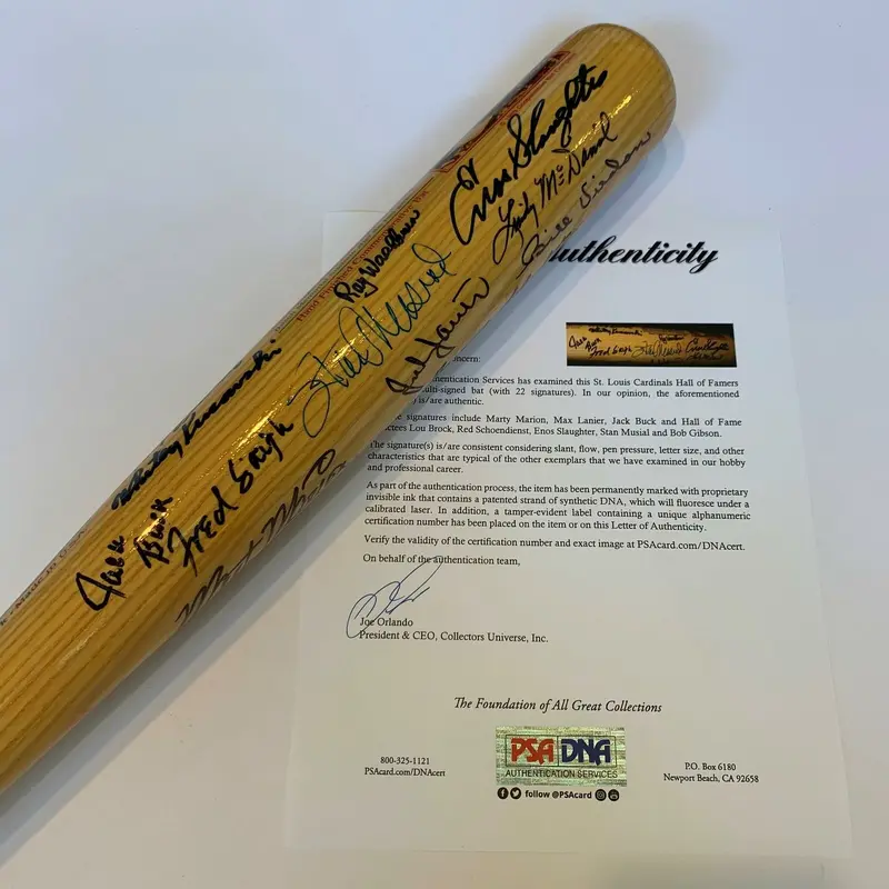 St. Louis Cardinals Legends Signed Bat 22 Sigs Stan Musial Jack Buck PSA DNA COA