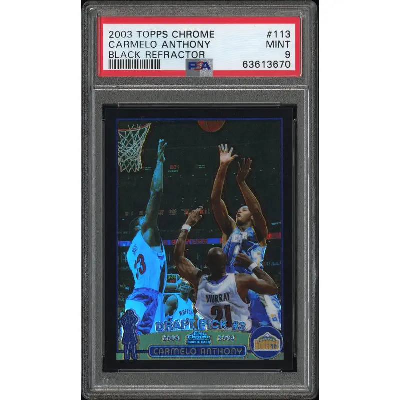 Carmelo Anthony 2003 Topps Chrome #113 Black Refractor 469/500 PSA 9 Mint