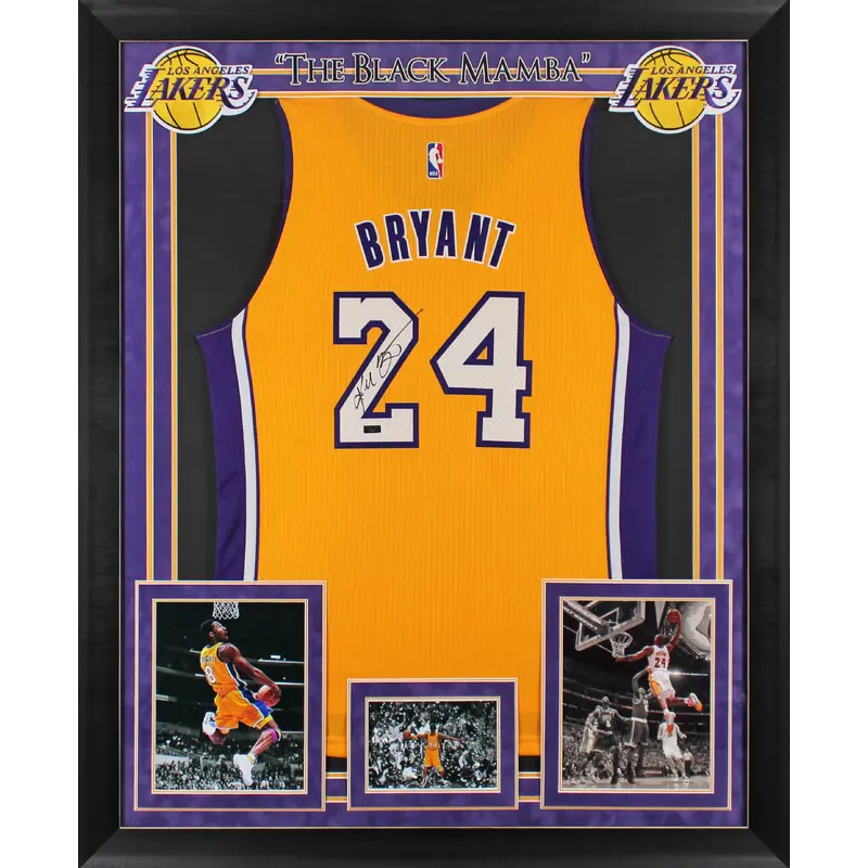 Lakers Kobe Bryant Authentic Signed Yellow Framed Jersey Panini #PA41782