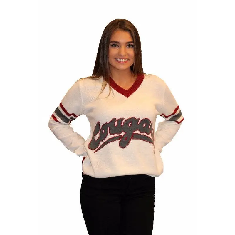 WSU White Cougars Tribute V-Neck Sweater (UNISEX SIZING)