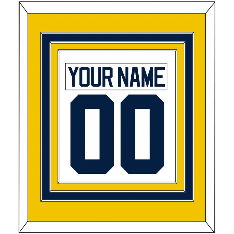 Michigan Hockey Nameplate & Number (Back) Combined - Home White - Triple Mat 3