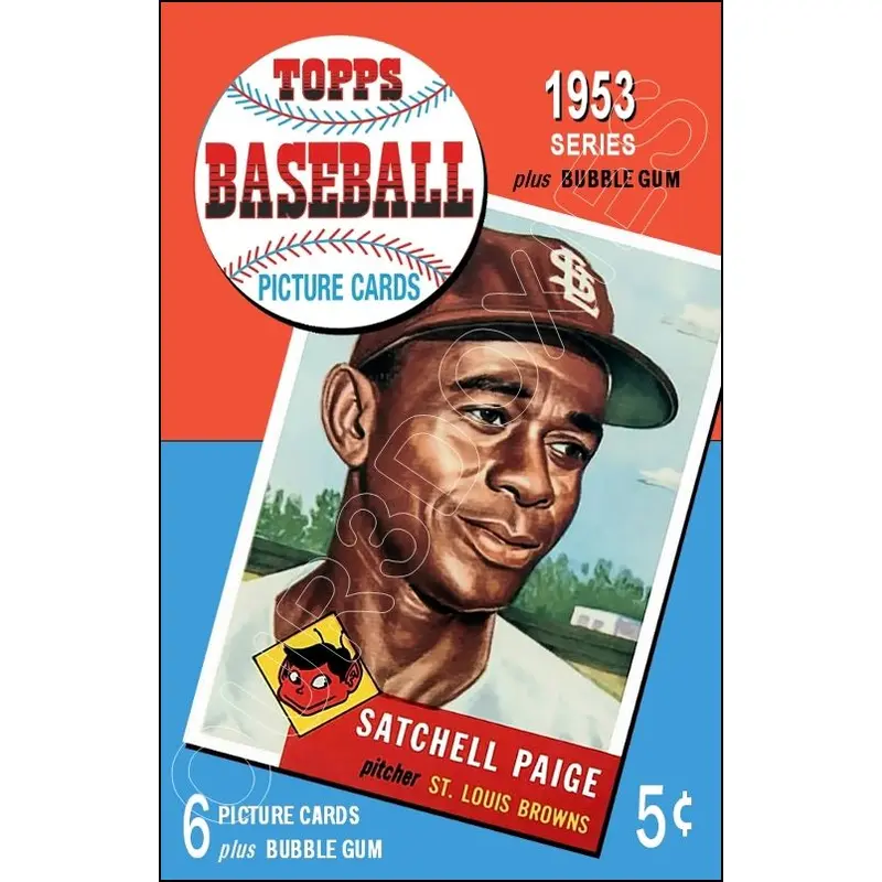 Satchel Paige 1953 Topps Baseball Cards Store Counter Standup Sign - Browns - 1513