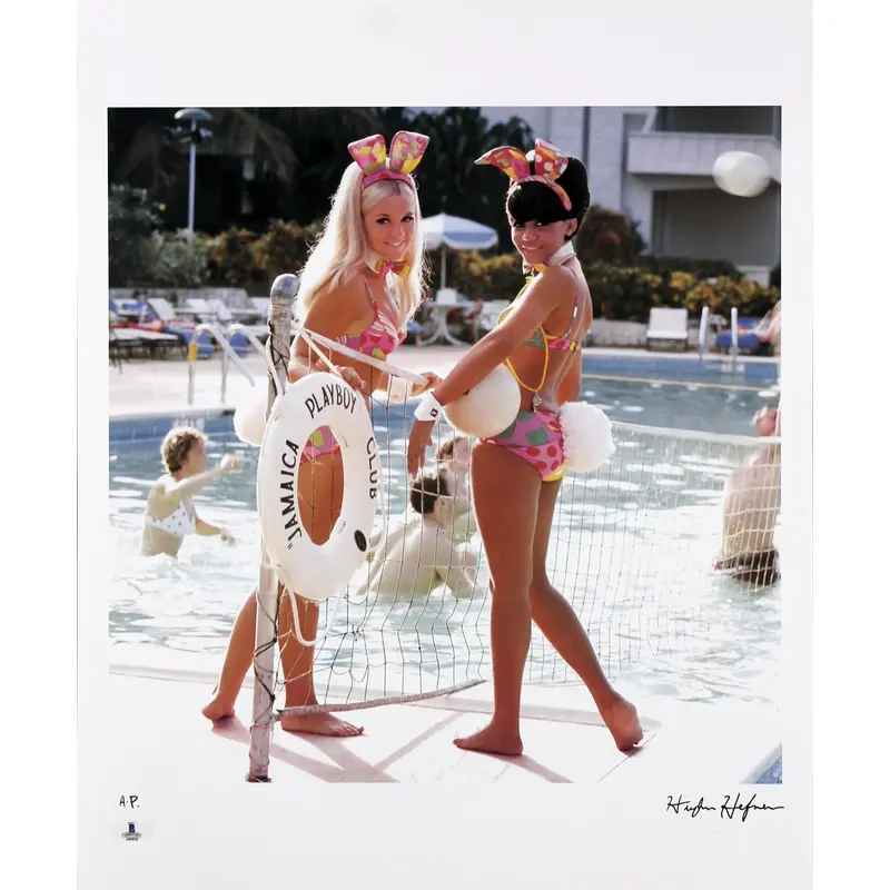 Hugh Hefner Authentic Signed 16.5x20 Playboy Artist Print Photo BAS #A02016